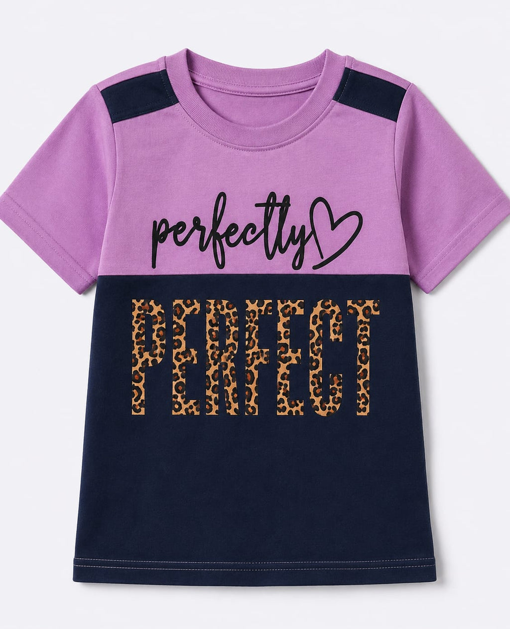 LingaTex Boys Purple & Navy Blue Printed Half Sleeve Round Neck T-Shirt