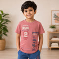 LingaTex Boys Dusty Pink Graphic Printed Half Sleeve Round Neck T-Shirt
