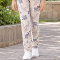 Girls Kids 2-Piece Dress Set | Navy Blue Floral Printed T-Shirt with Cream Printed Pants